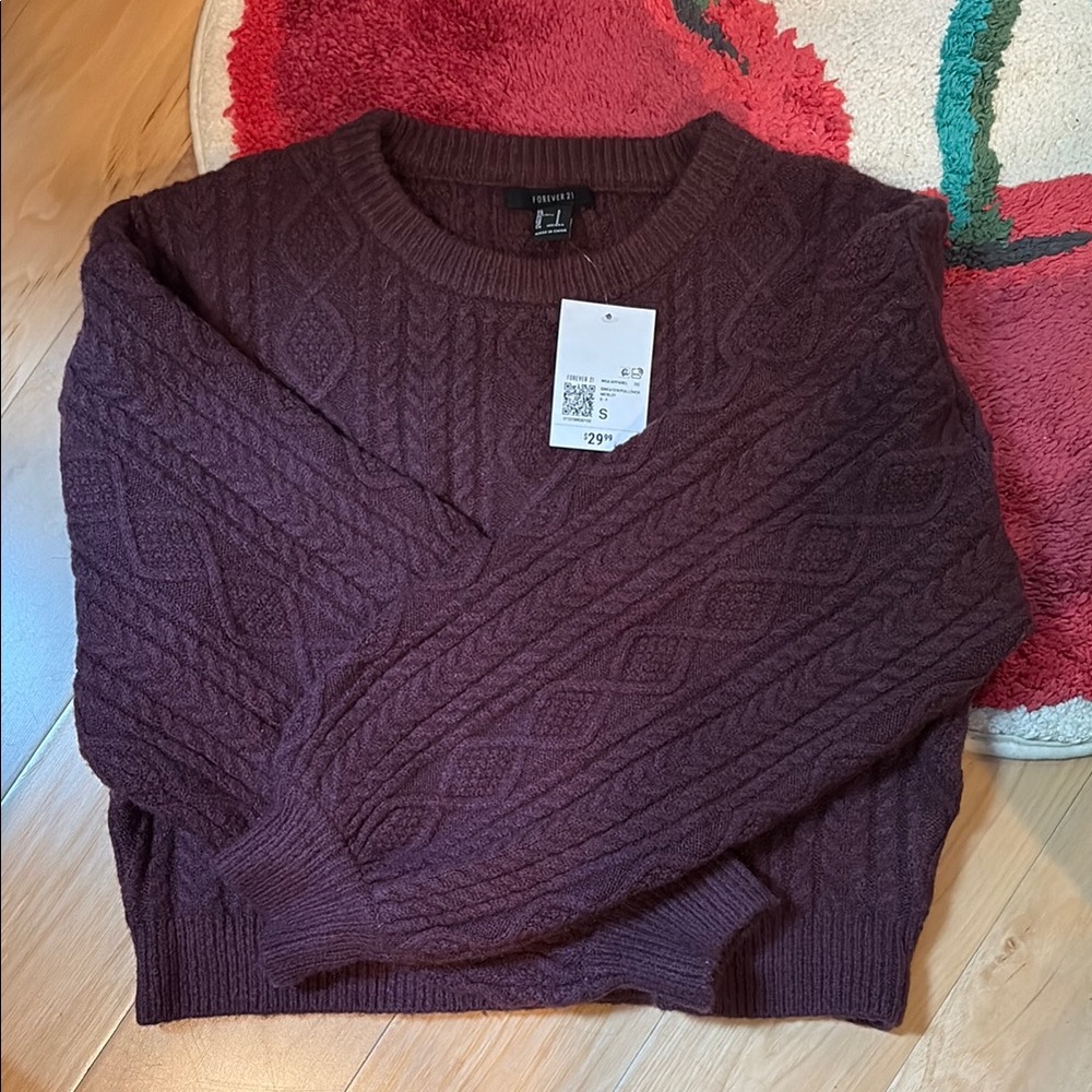 Forever 21 Merlot Cable Knit Sweater